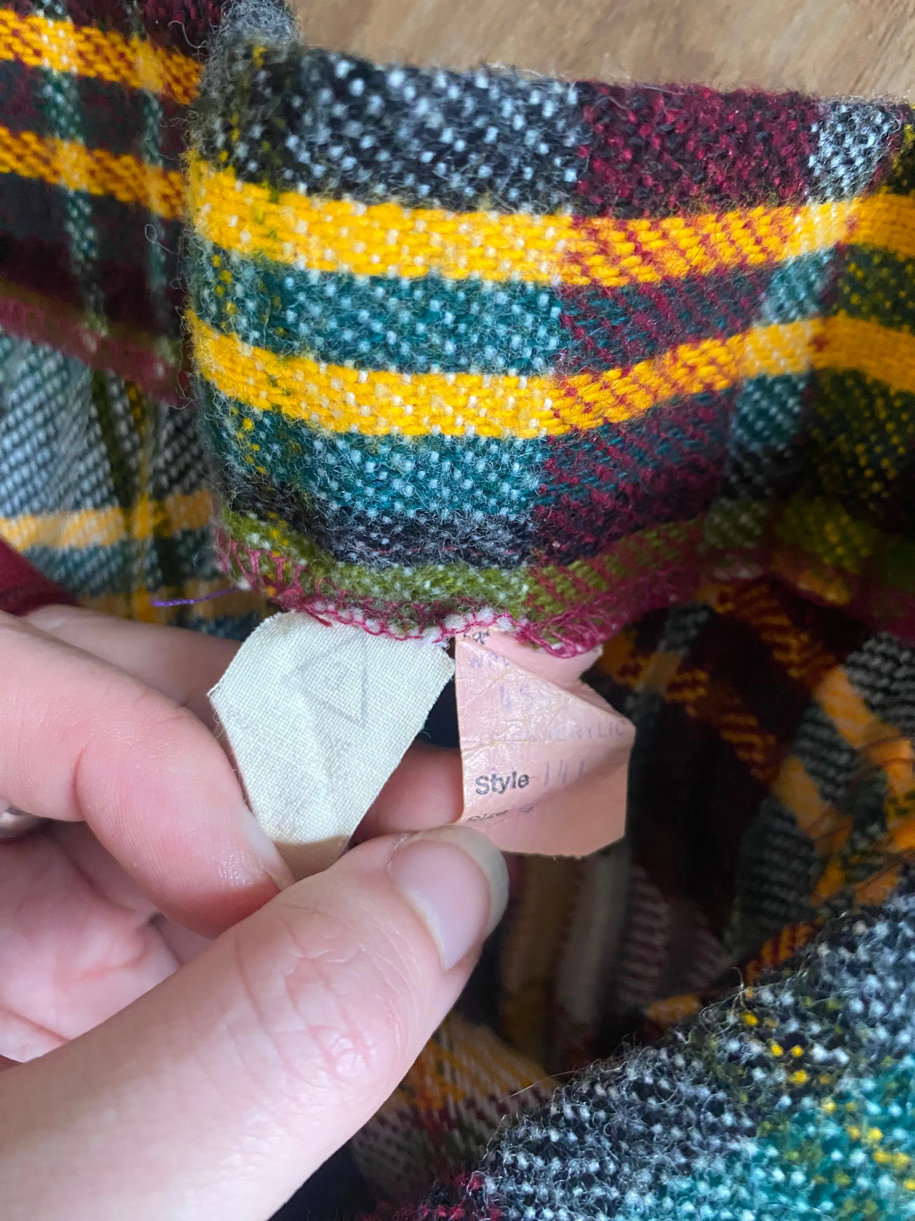 1970s Plaid Pleated Wool Maxi Skirt 27” waist