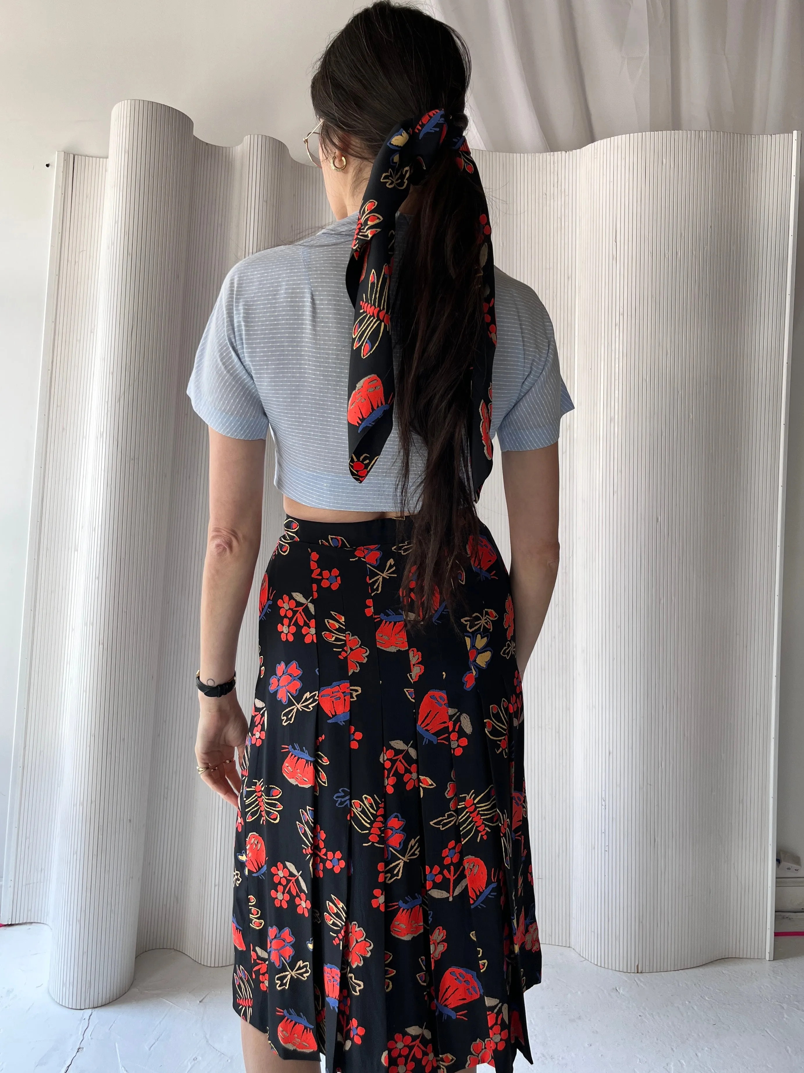1980s Chloé silk skirt   scarf set