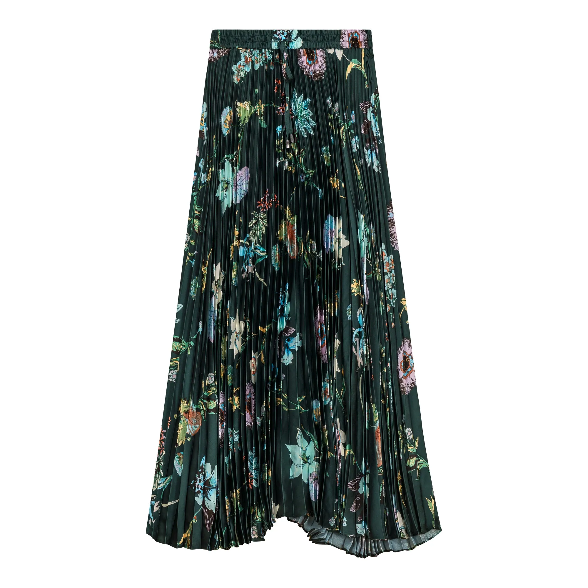 Accordian Pleated Printed Midi Skirt