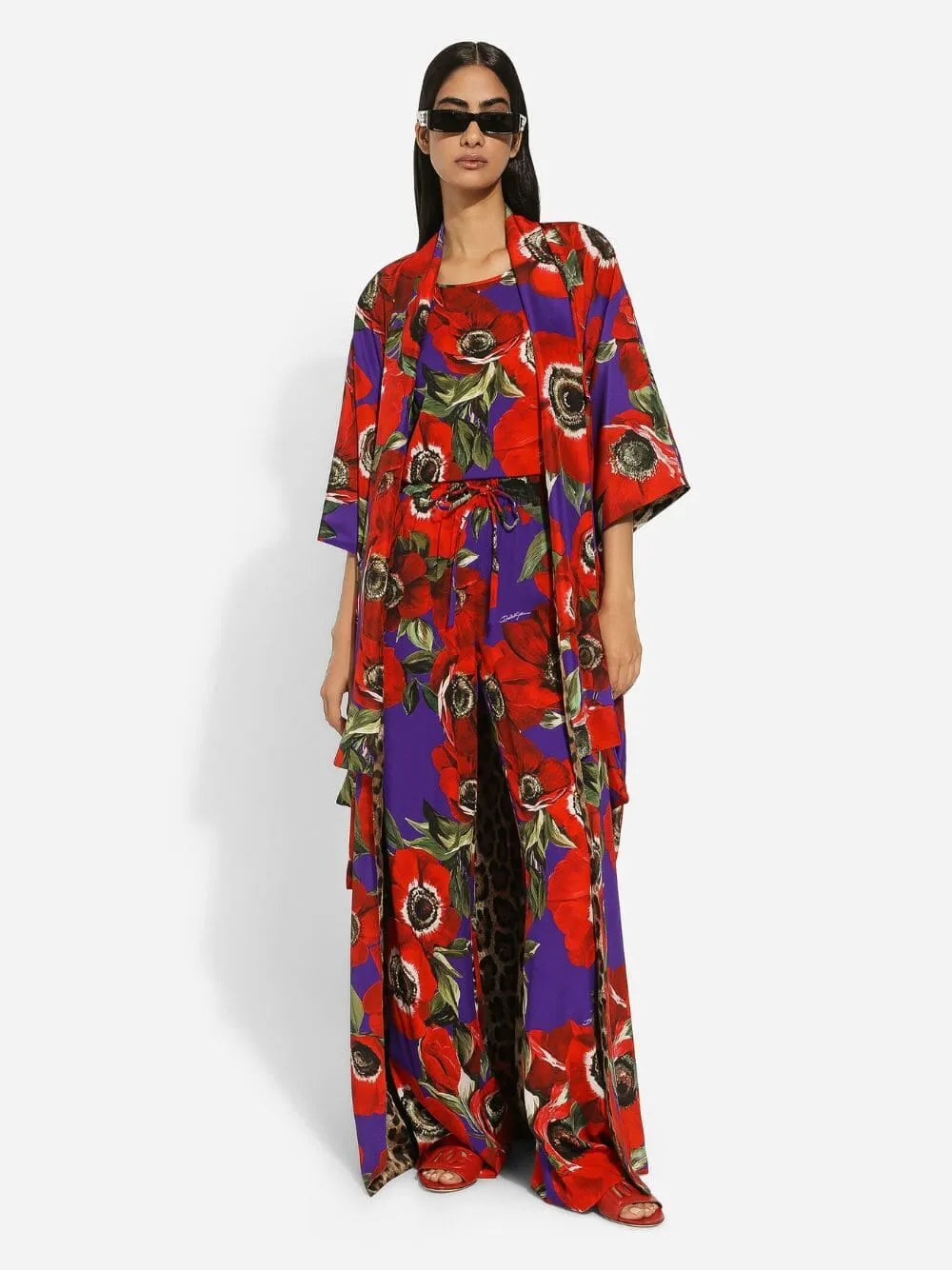 Anemone Print Flared Pants