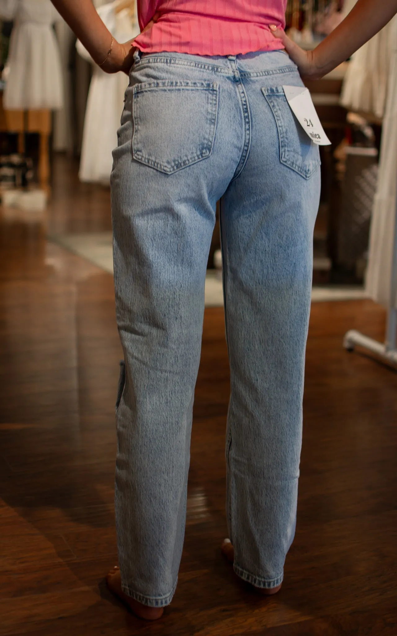 Argentina Blue Slit Knee Mica Jeans