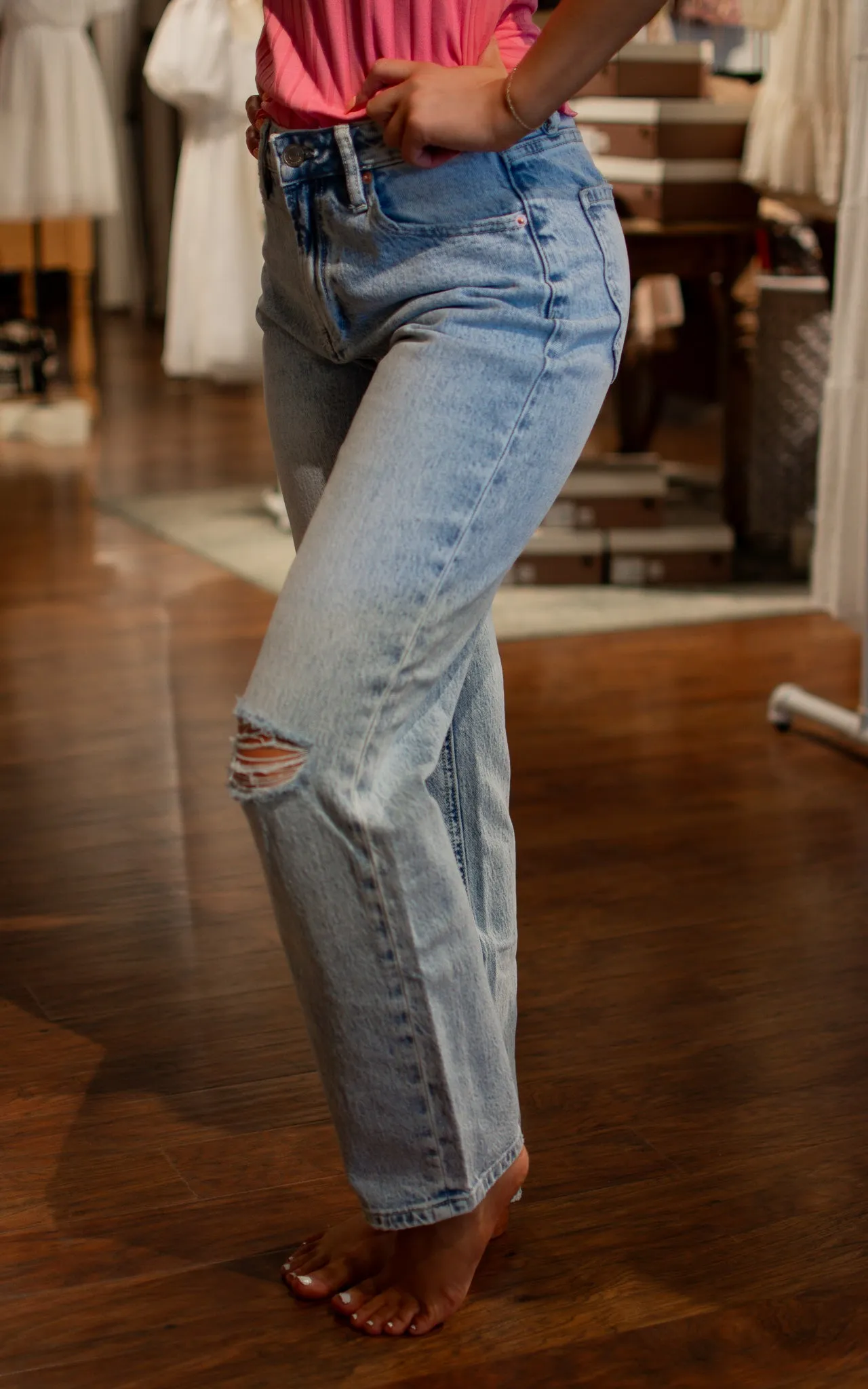 Argentina Blue Slit Knee Mica Jeans