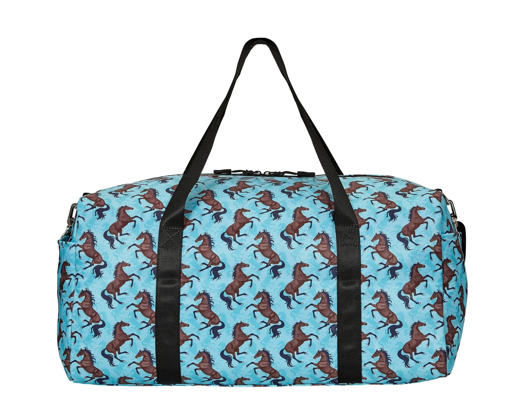 AWST Intl "Lila" Galloping Bay Horses Duffle Bag- Turquoise
