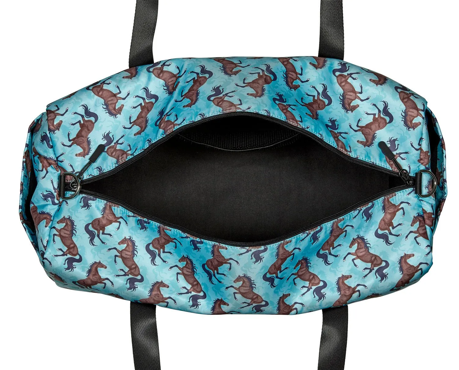 AWST Intl "Lila" Galloping Bay Horses Duffle Bag- Turquoise