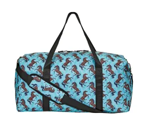 AWST Intl "Lila" Galloping Bay Horses Duffle Bag- Turquoise