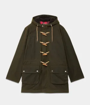 BARACUTA WAXED DUFFLE COAT BRCPS1067 DEEP MOSS MILLERAIN FABRIC