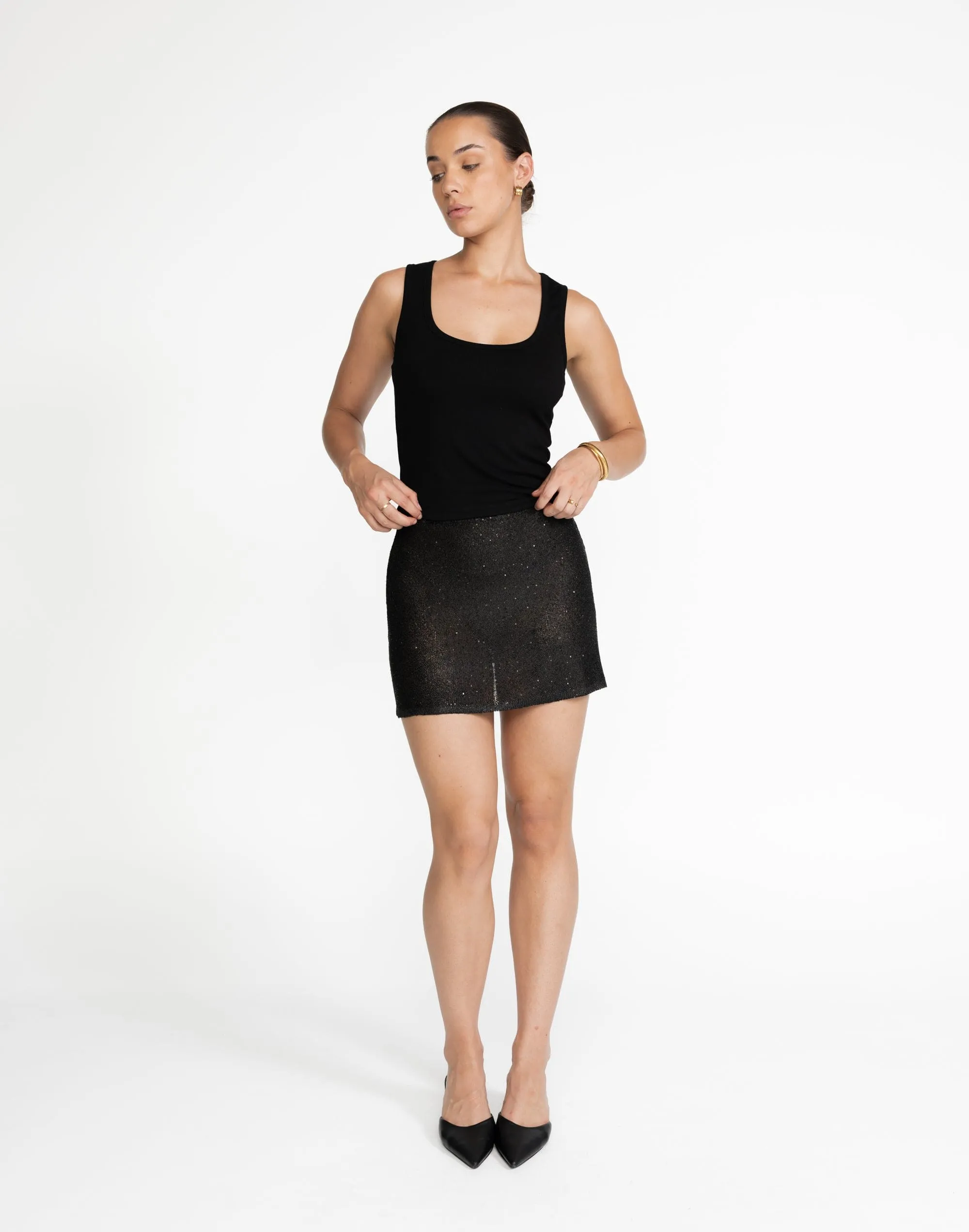 Bebe Knit Mini Skirt (Black)
