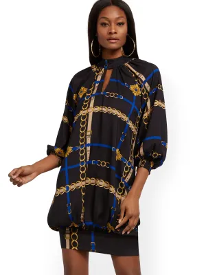 Belt-Print Tunic Dress