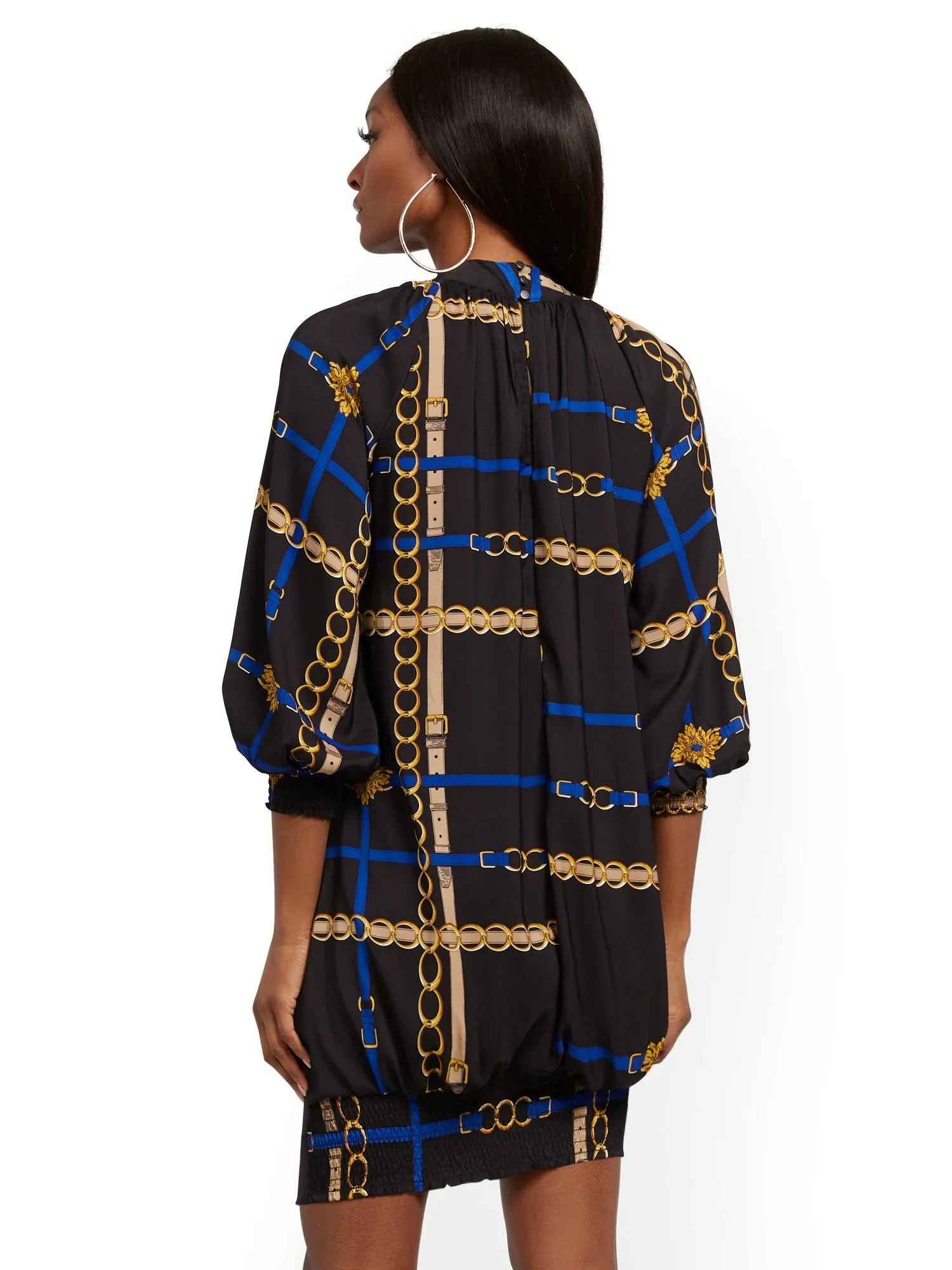 Belt-Print Tunic Dress