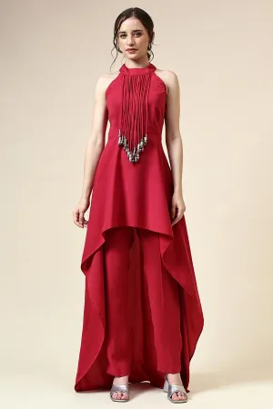 Berry Pink Metallic Fringe Co-Ord Set