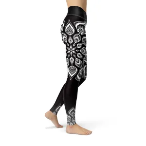 Black & White Mandala Yoga Pants
