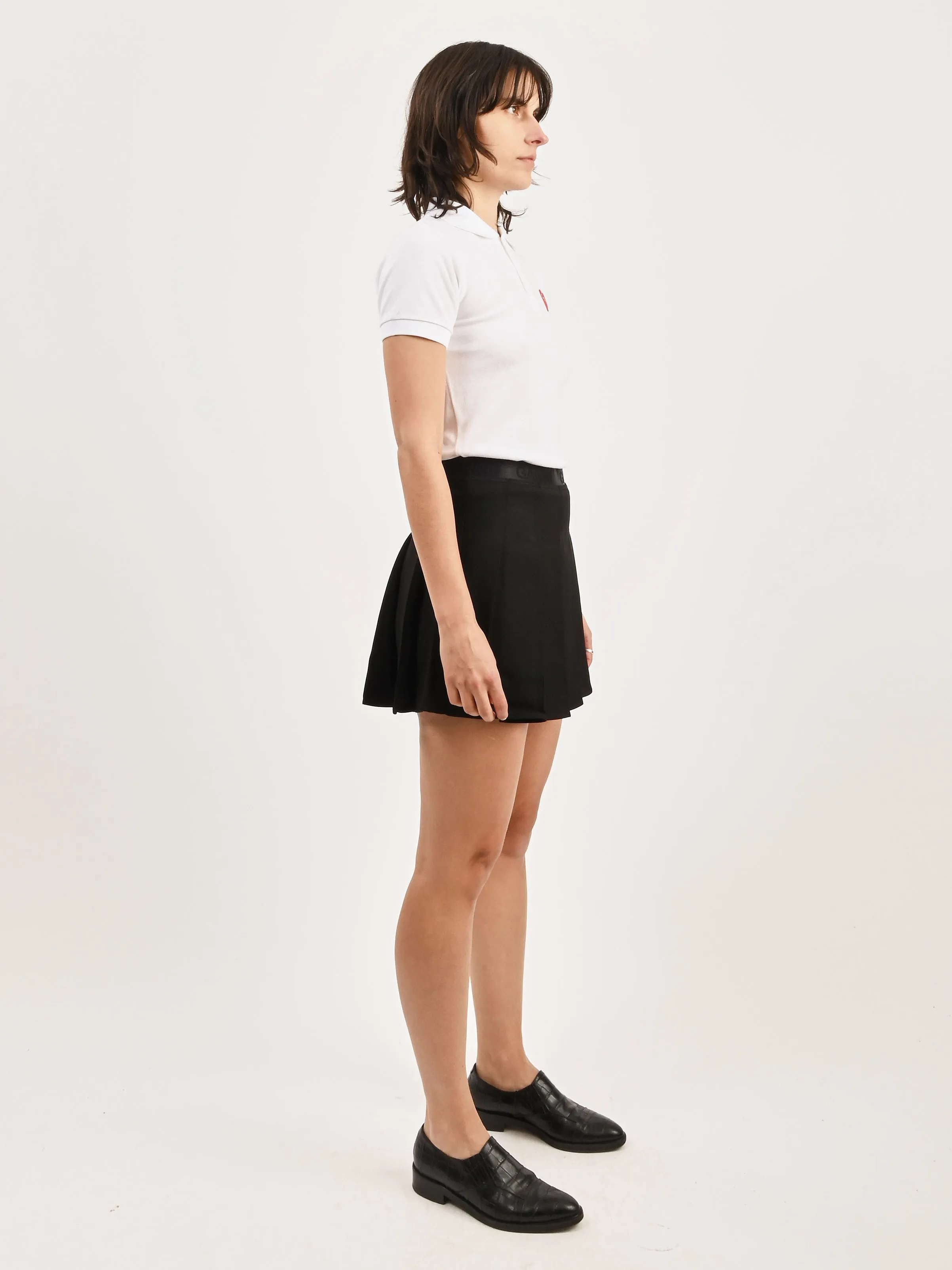Black Light Twill Pleated Mini Skirt