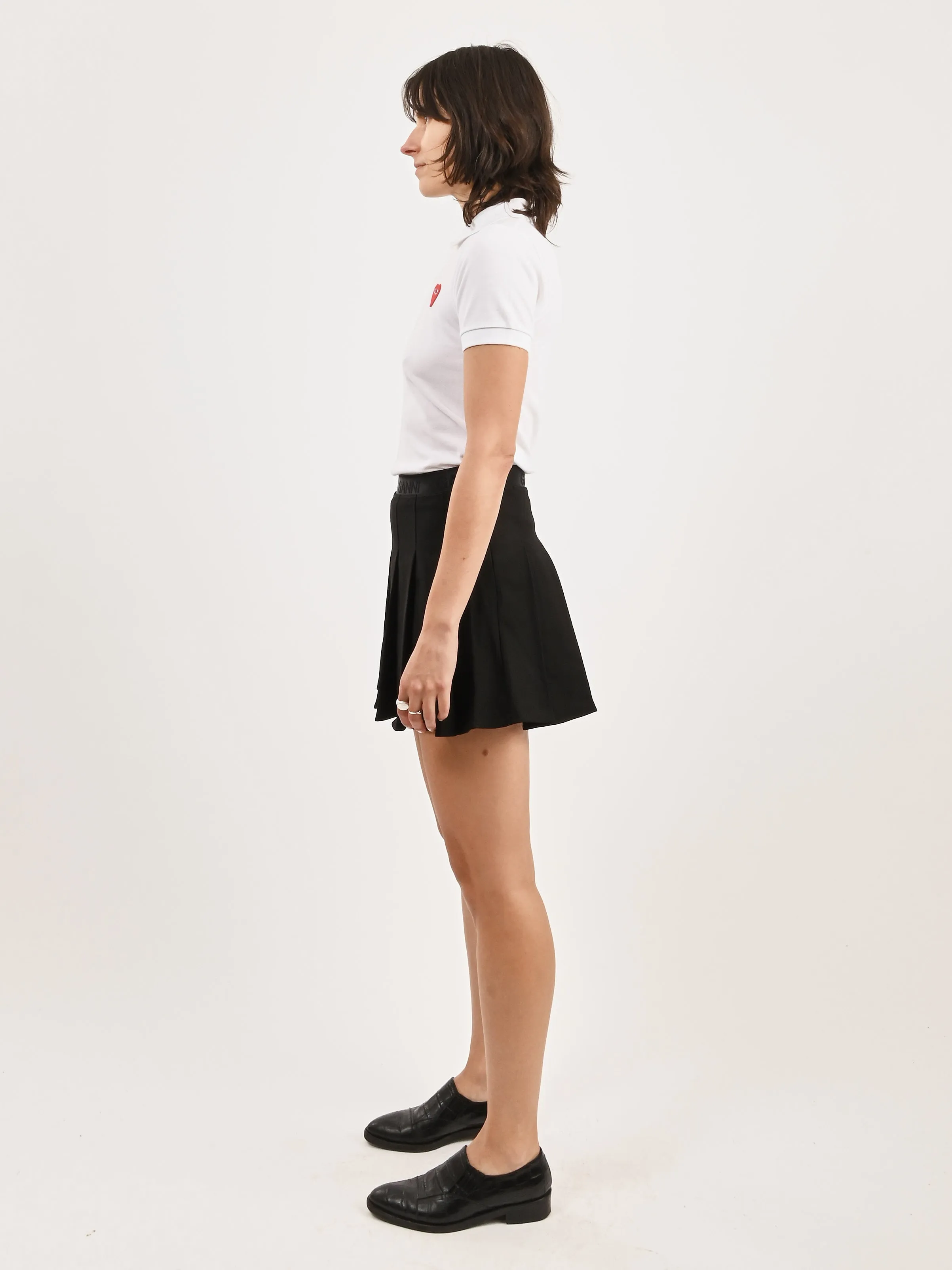 Black Light Twill Pleated Mini Skirt