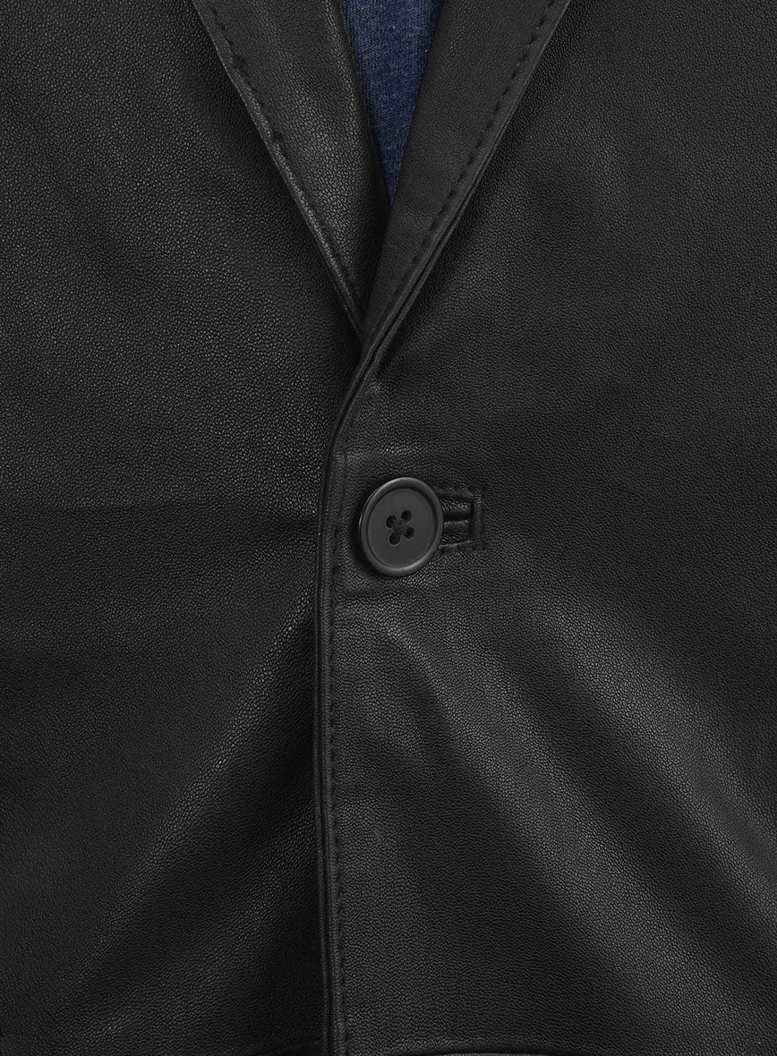 Black Stretch Leather Blazer