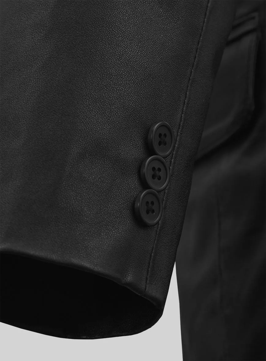 Black Stretch Leather Blazer