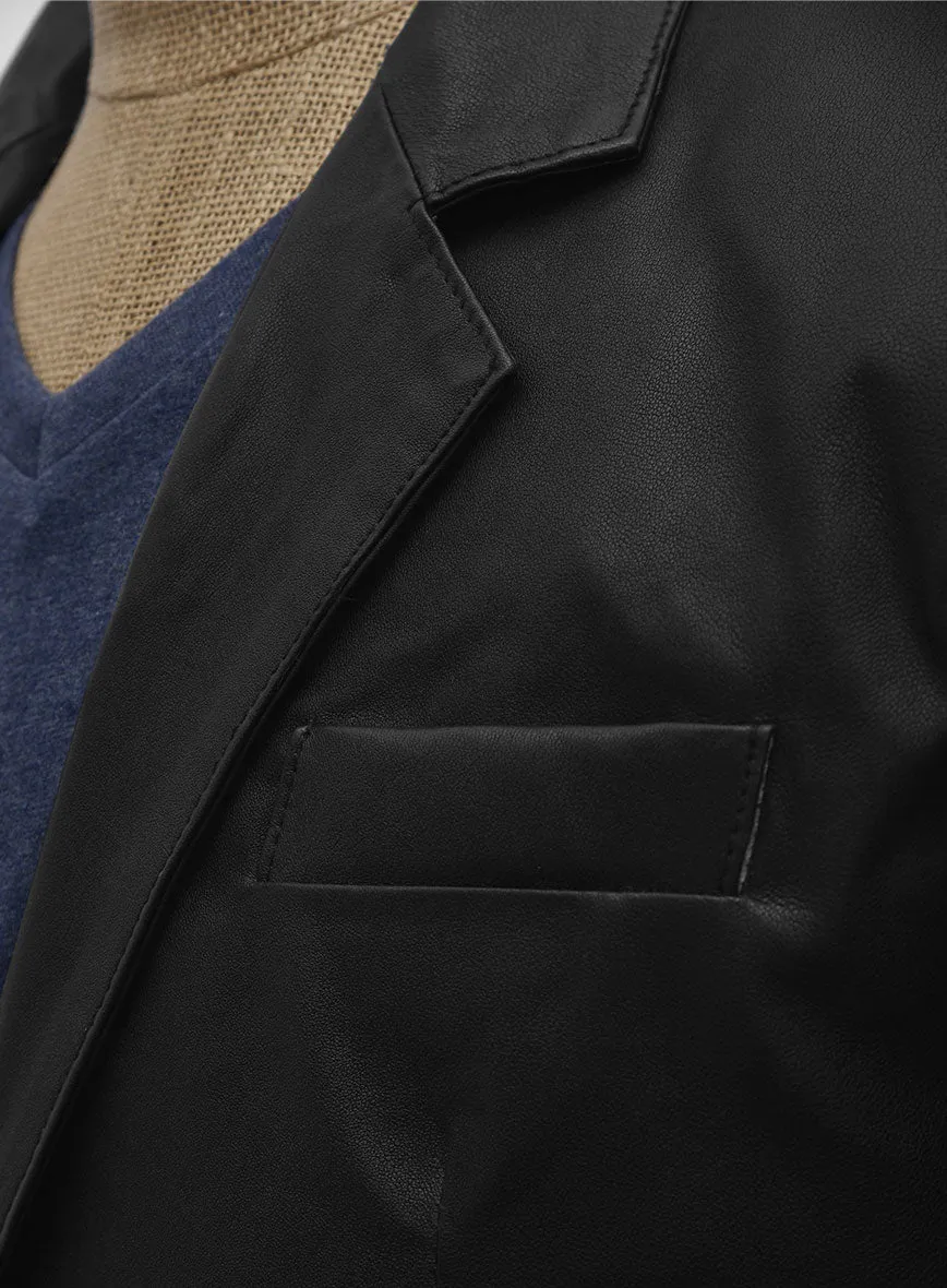 Black Stretch Leather Blazer