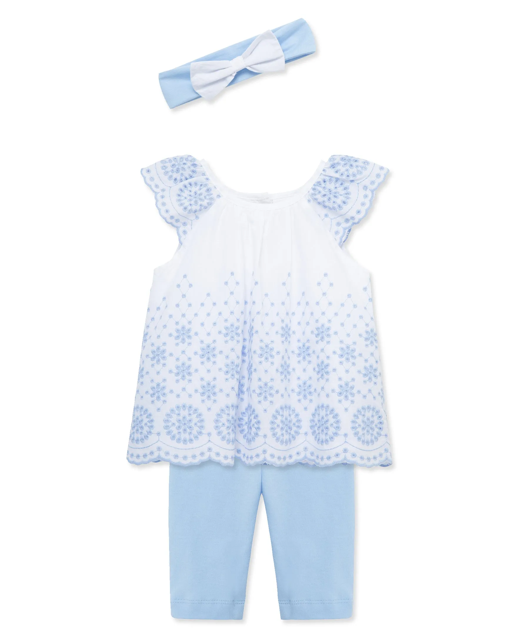 Blue Eyelet Woven Tunic Set (3M-12M)