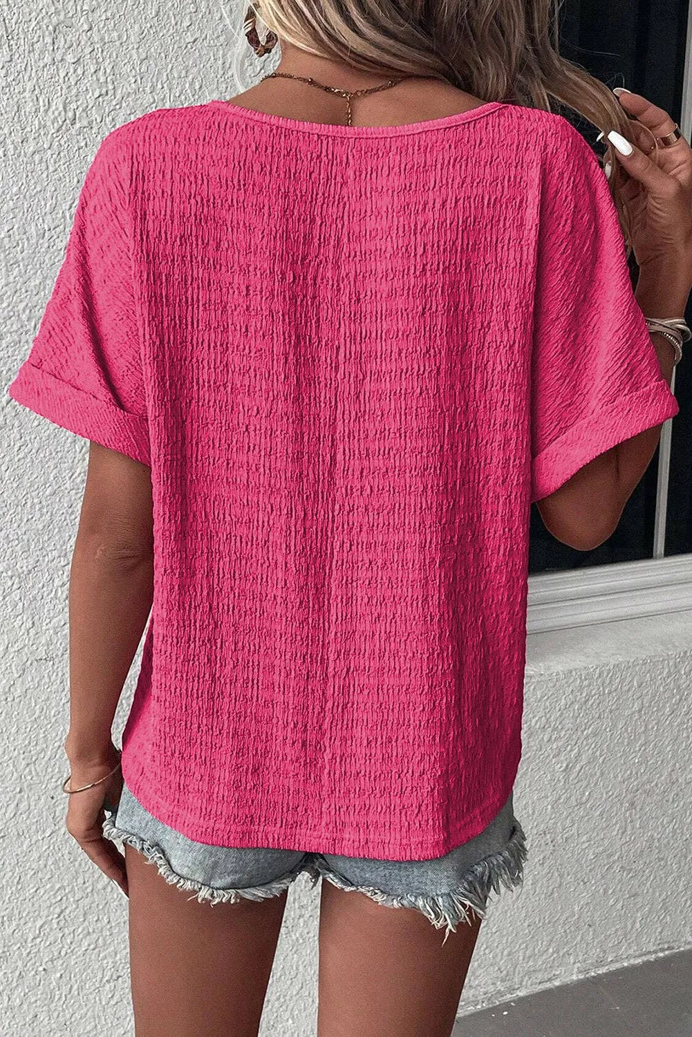Bright Pink V-Neck Top