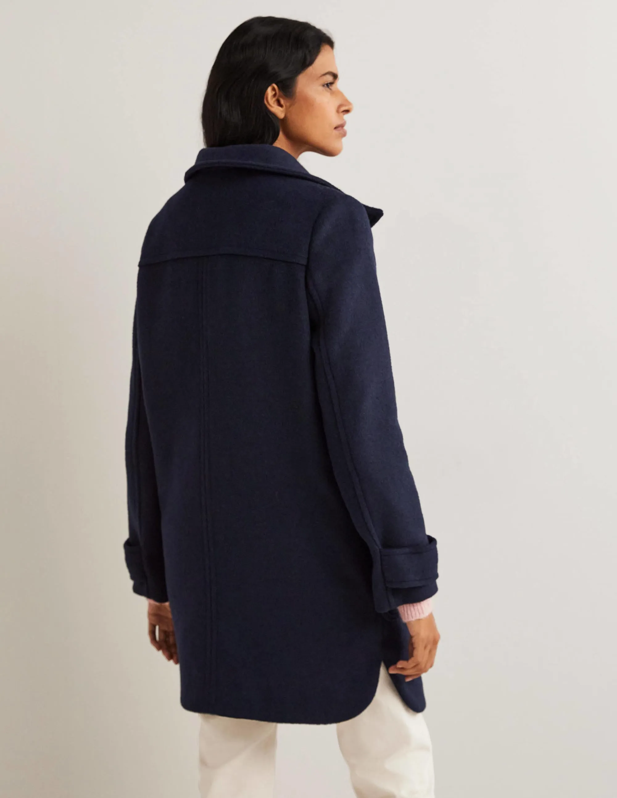 Brushed Wool Coat-Navy