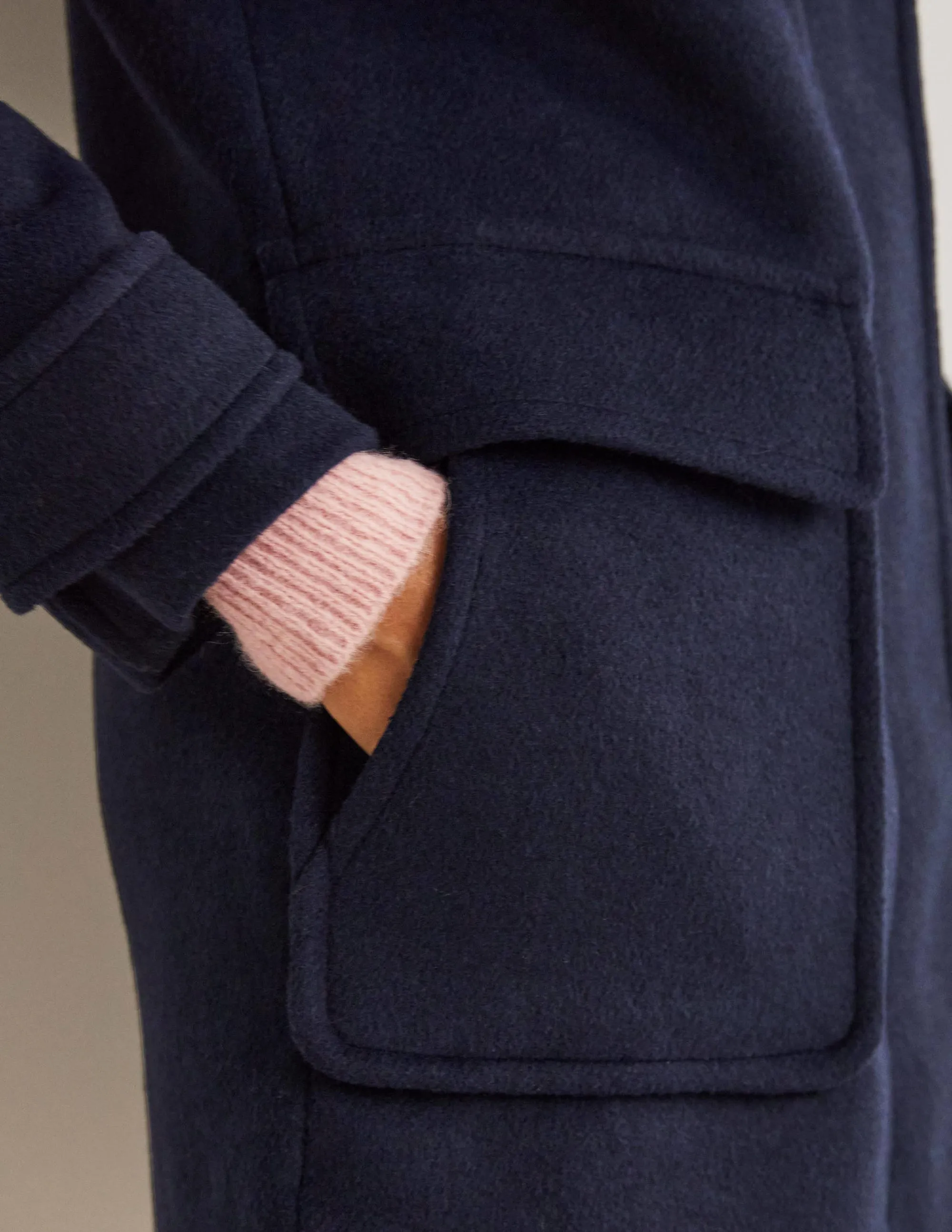 Brushed Wool Coat-Navy