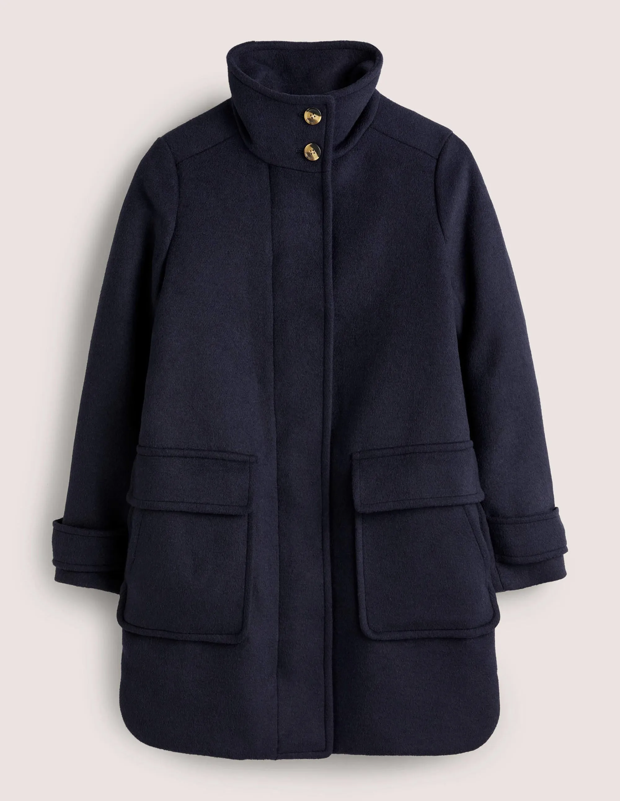 Brushed Wool Coat-Navy