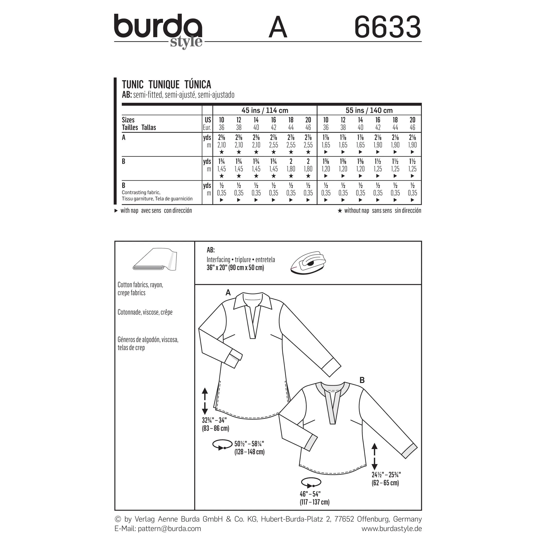 BURDA - 6633 Ladies Tunic