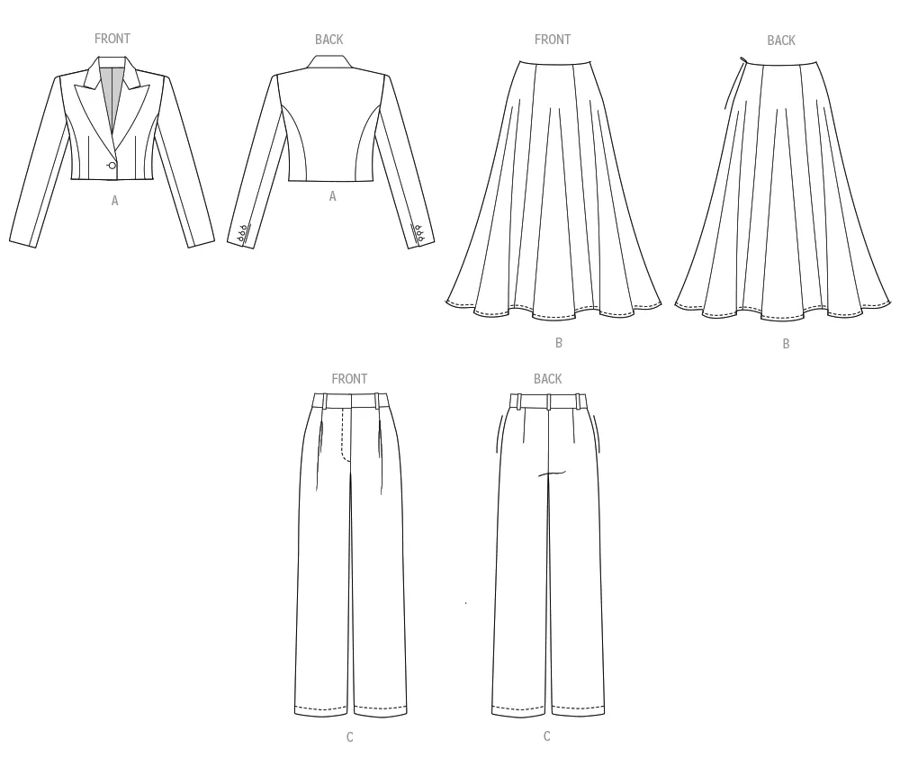 Butterick sewing pattern B7012 Misses' Jacket, Skirt, and Pants