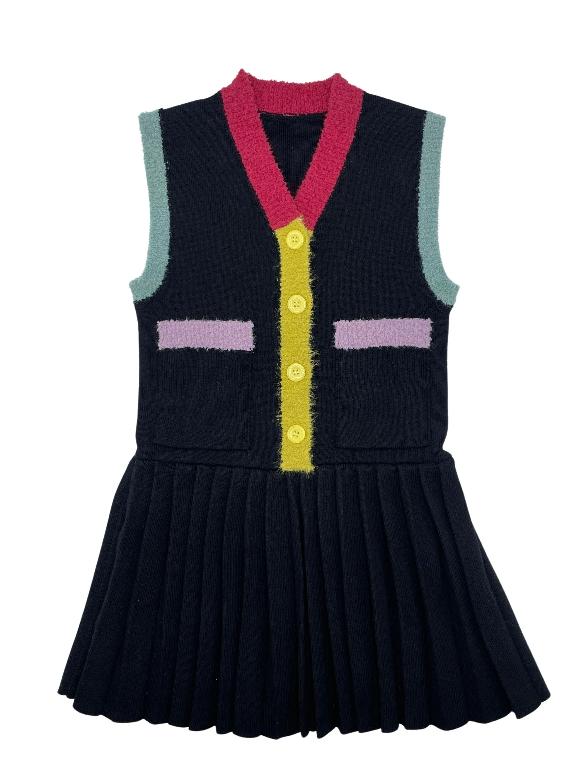 Bzzy Style Girls Button Front Knit Jumper Black