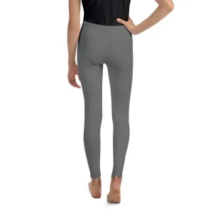 Charcoal Gray Solid Color Premium Youth Leggings Gym Sports Tights - Made in USA/EU