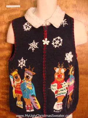 Cool Reindeer Funny Christmas Sweater Vest