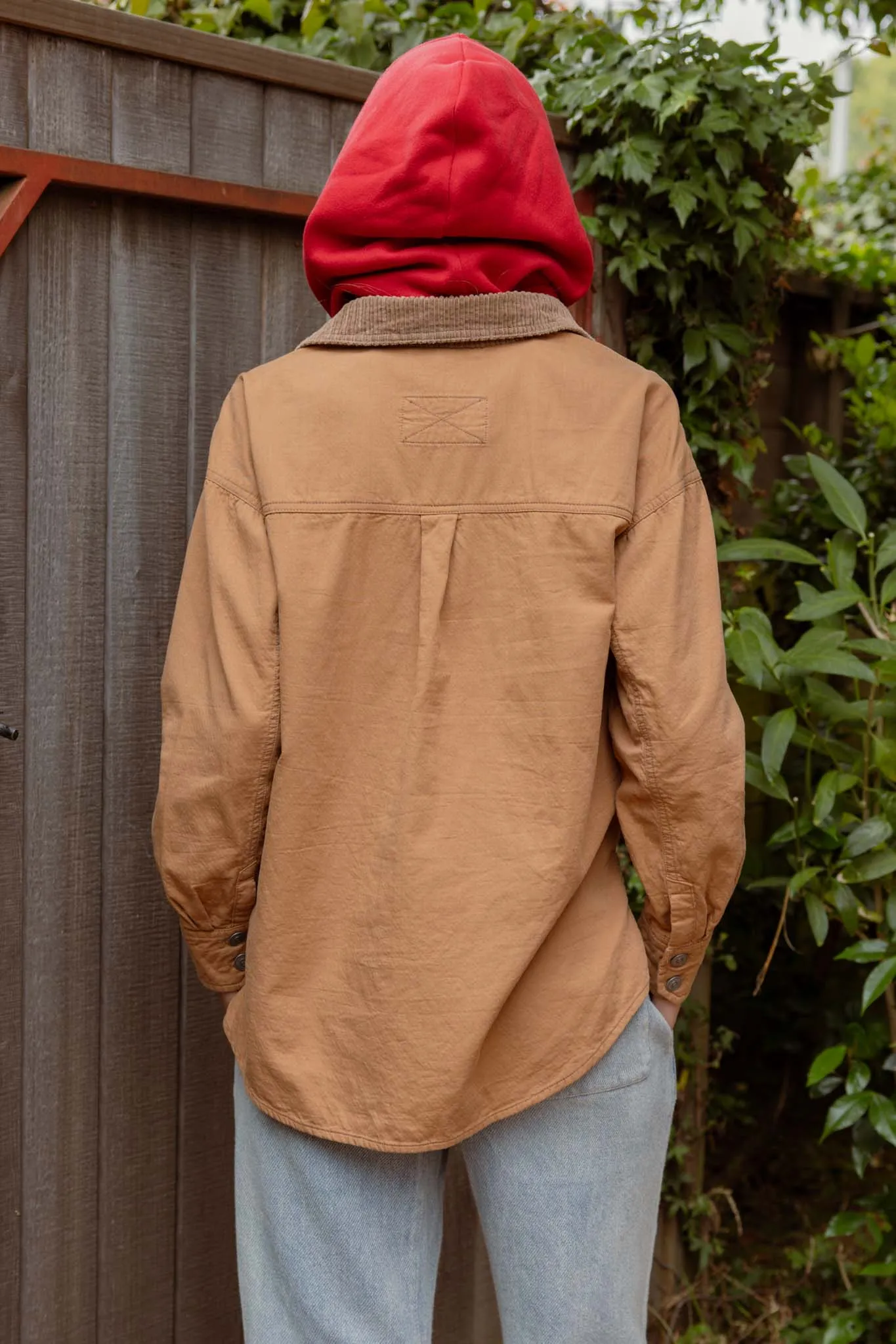 CORDUROY COLLAR BUTTON DOWN LONG SLEEVE SHACKET