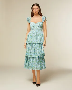 Corset Pleated Midi Dress