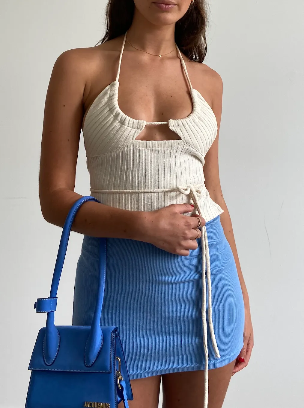 Cotton Ribbed Bikini Tie Top