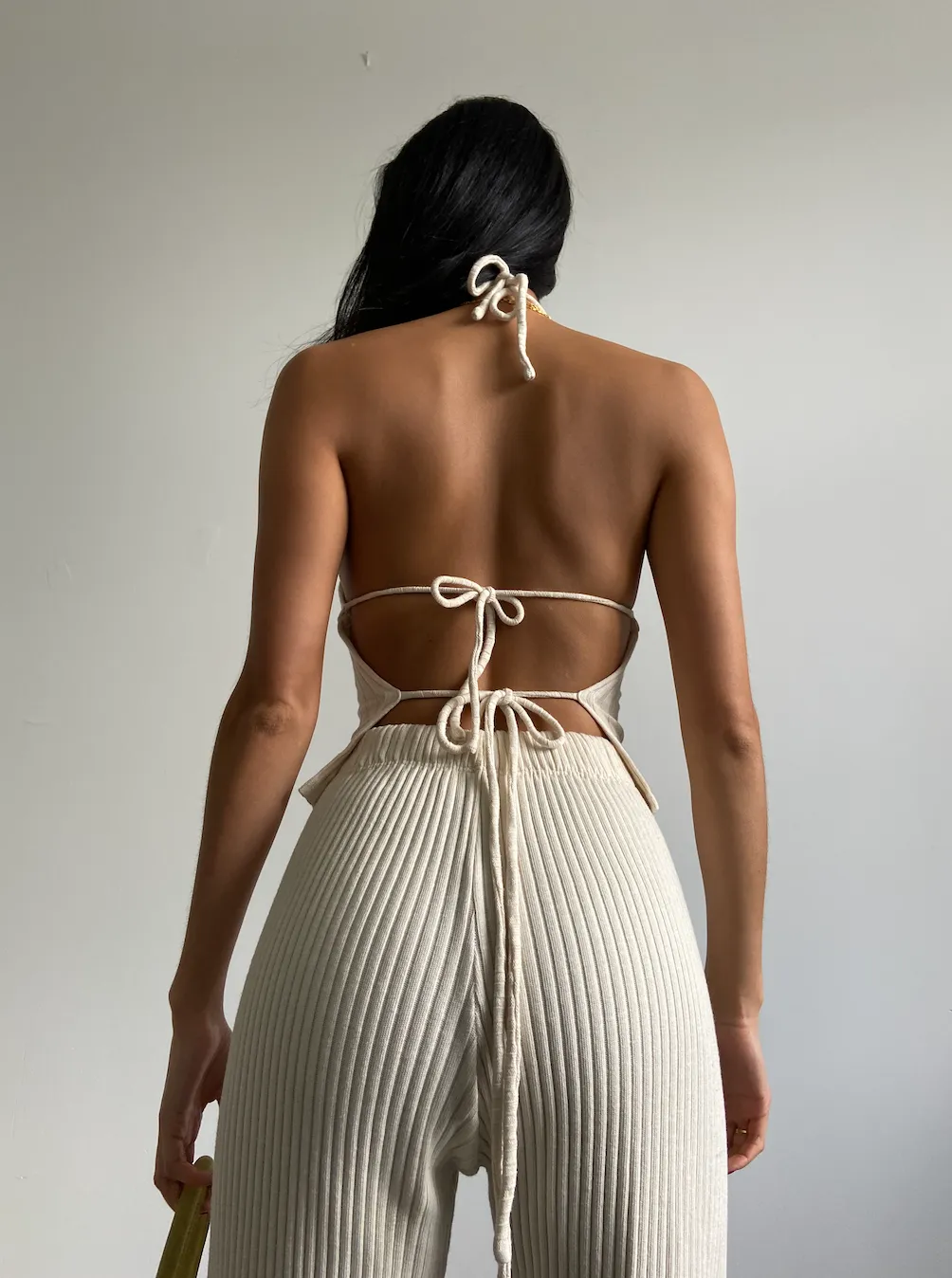 Cotton Ribbed Bikini Tie Top