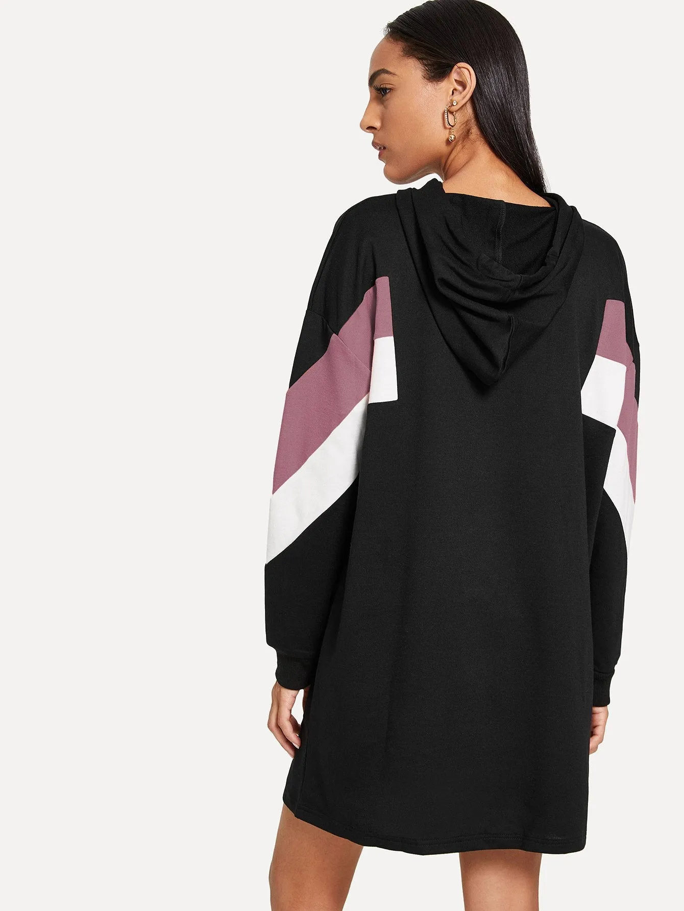 Cut & Sew Hooded Sweat Dress