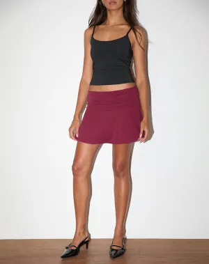 Delita Mini Skirt in Cupro Burgundy Delita Mini Skirt in Cupro Burgundy