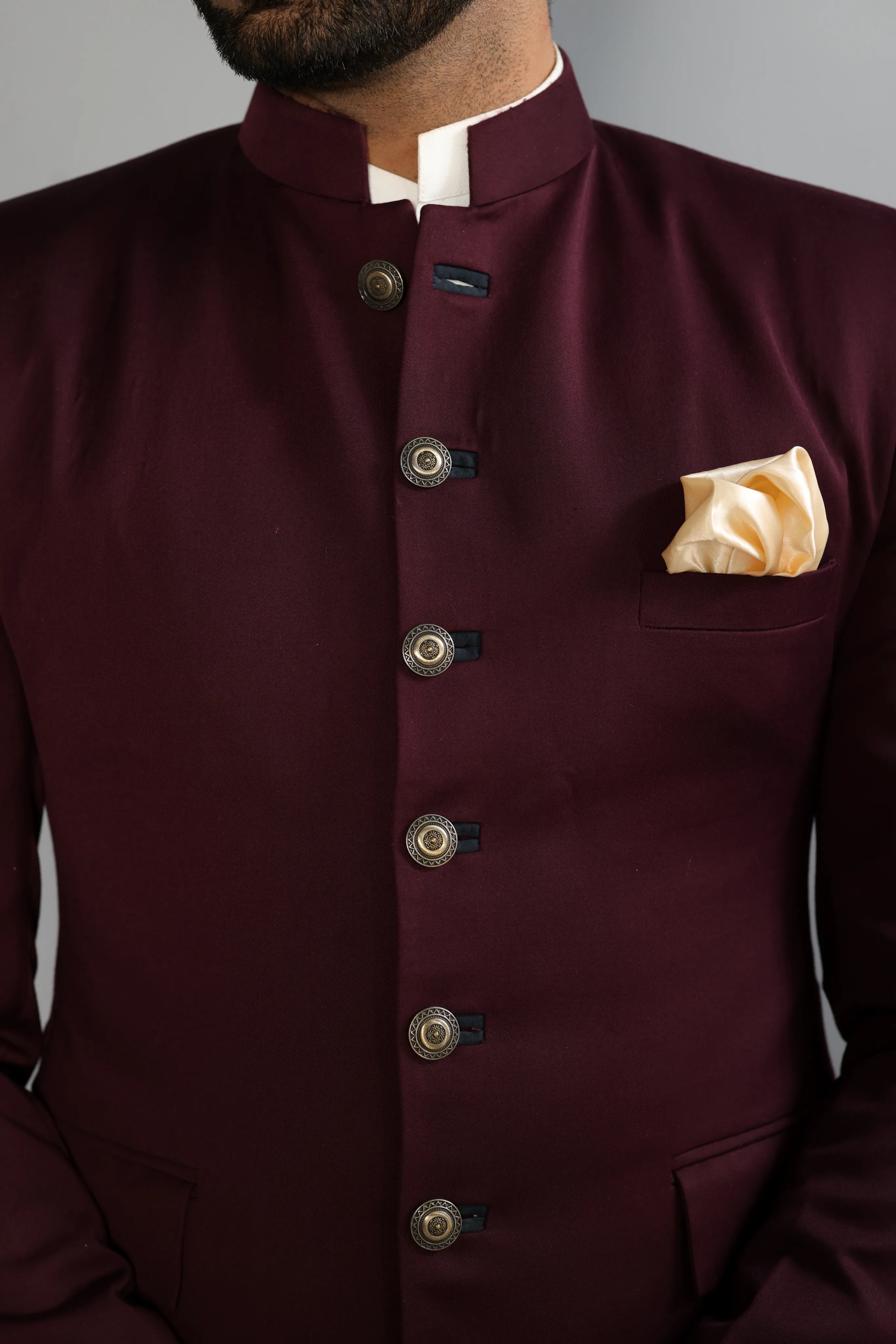 Elegant Wine Jodhpuri Band gala with Black Trouser |Terry Rayon| Perfect for Wedding and Party Wear|