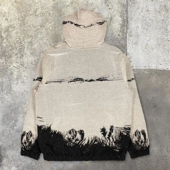 Fashion vintage zip print hoodie