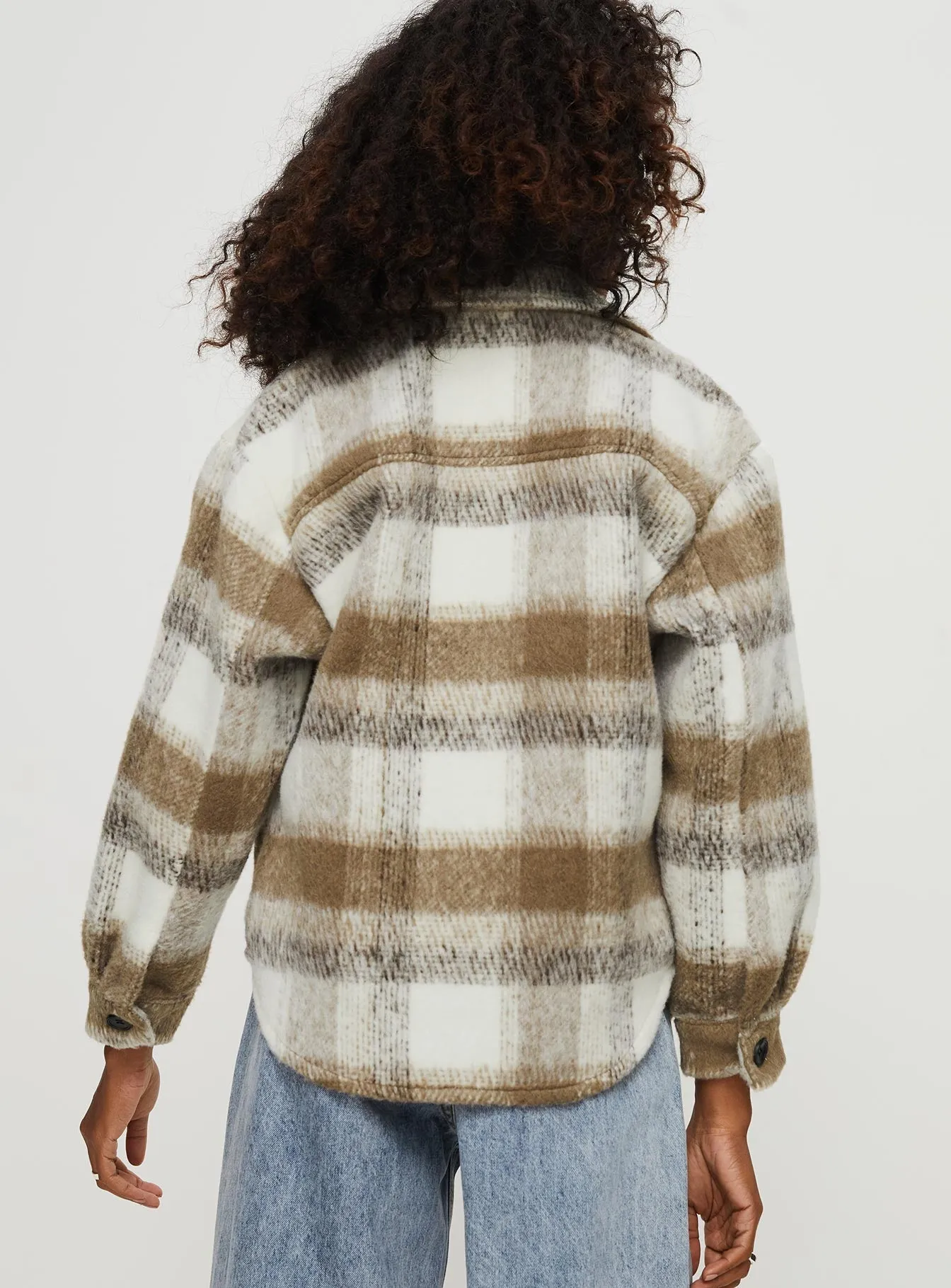 Fashionkova Kreppel Plaid Shacket Brown