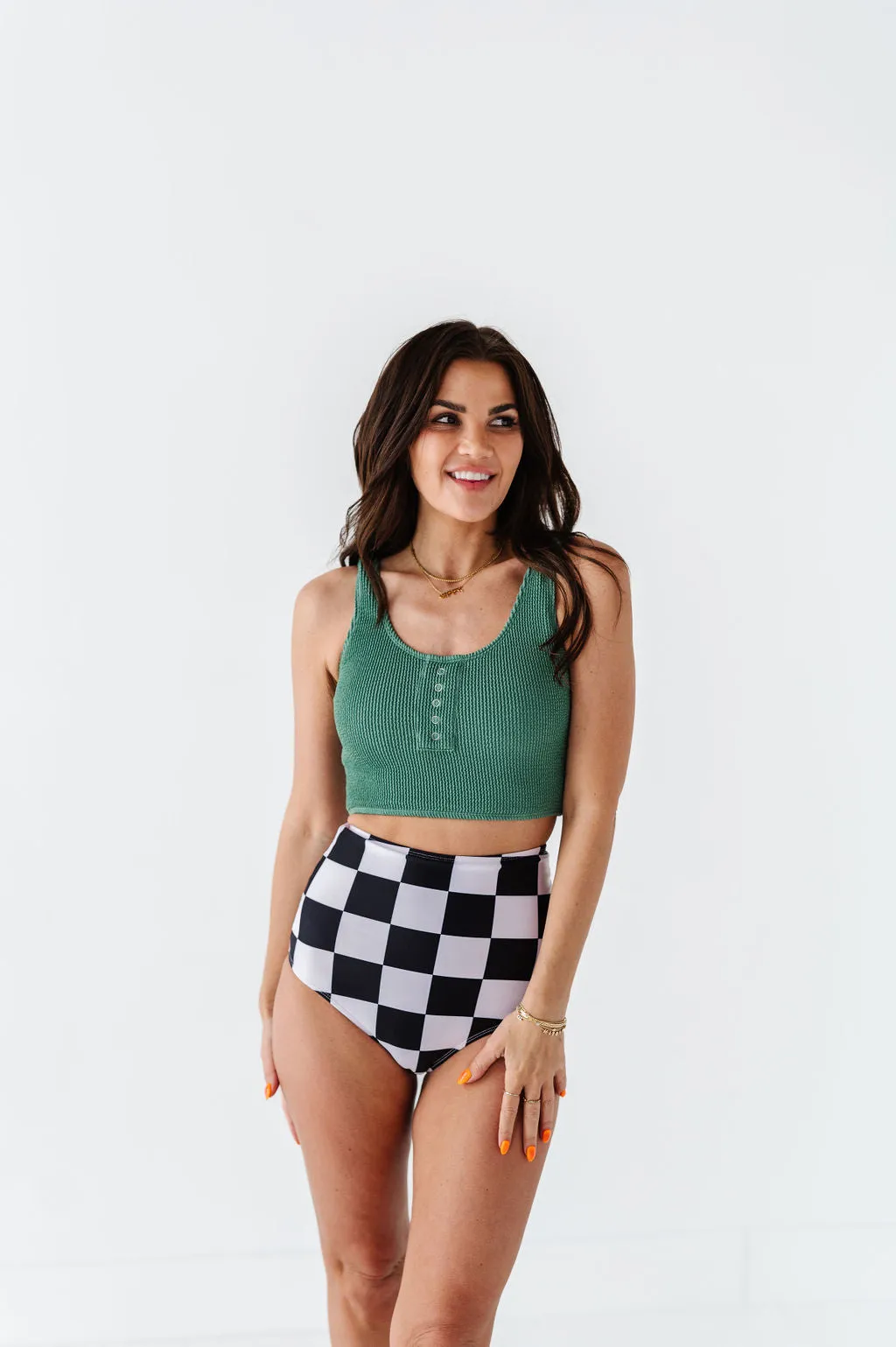 Finish Line Check High Waisted Bottoms