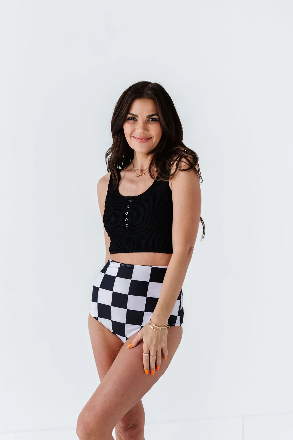 Finish Line Check High Waisted Bottoms