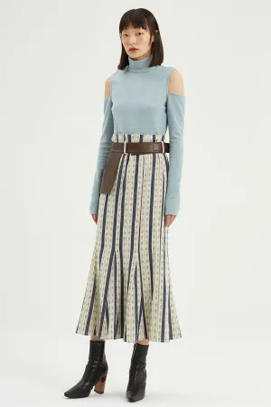 Fussed | Old-fashioned Blue Jacquard Pleated Skirt