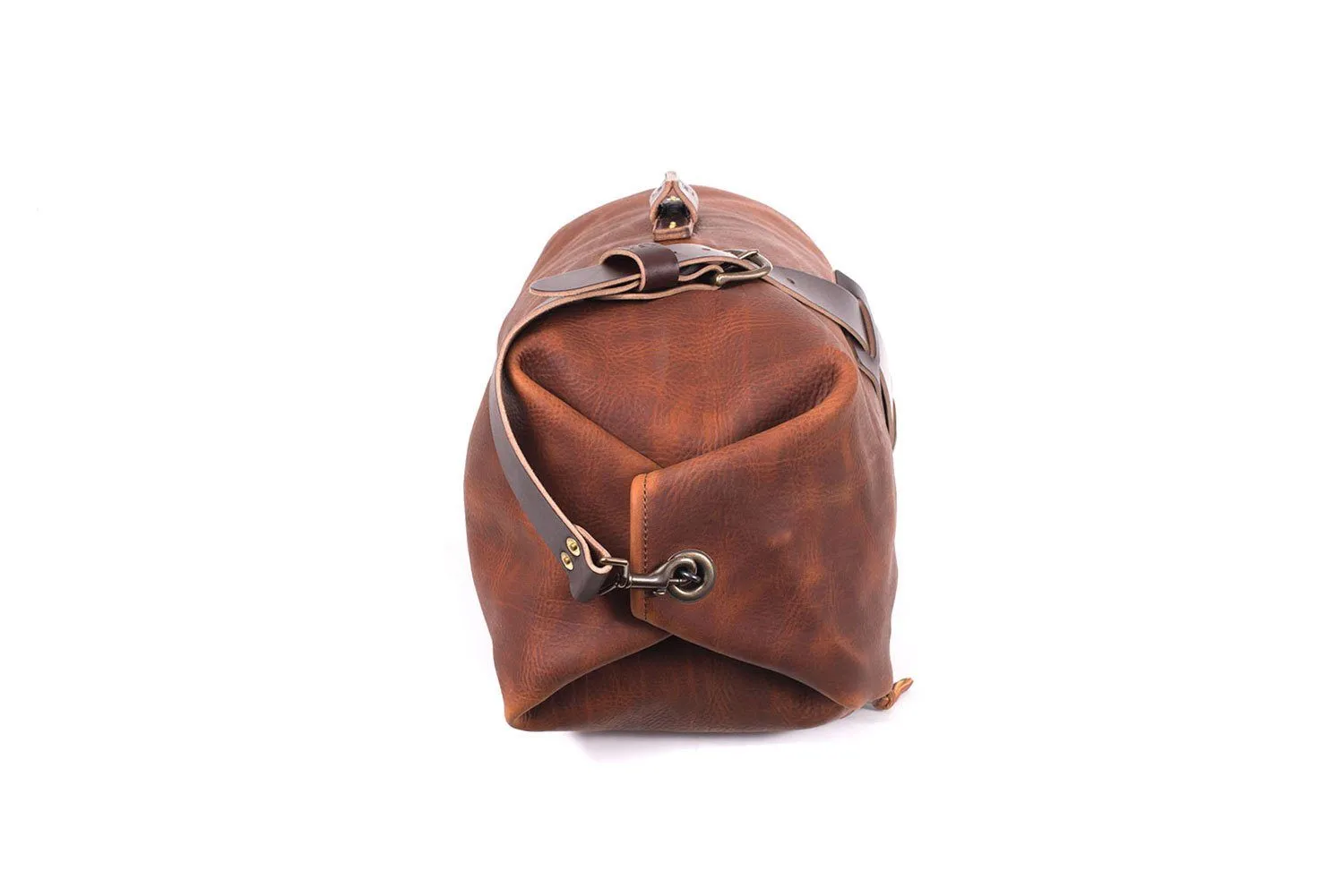 GUNNAR ZIPPERED LEATHER DUFFLE BAG - MILITARY STYLE DUFFLE BAG