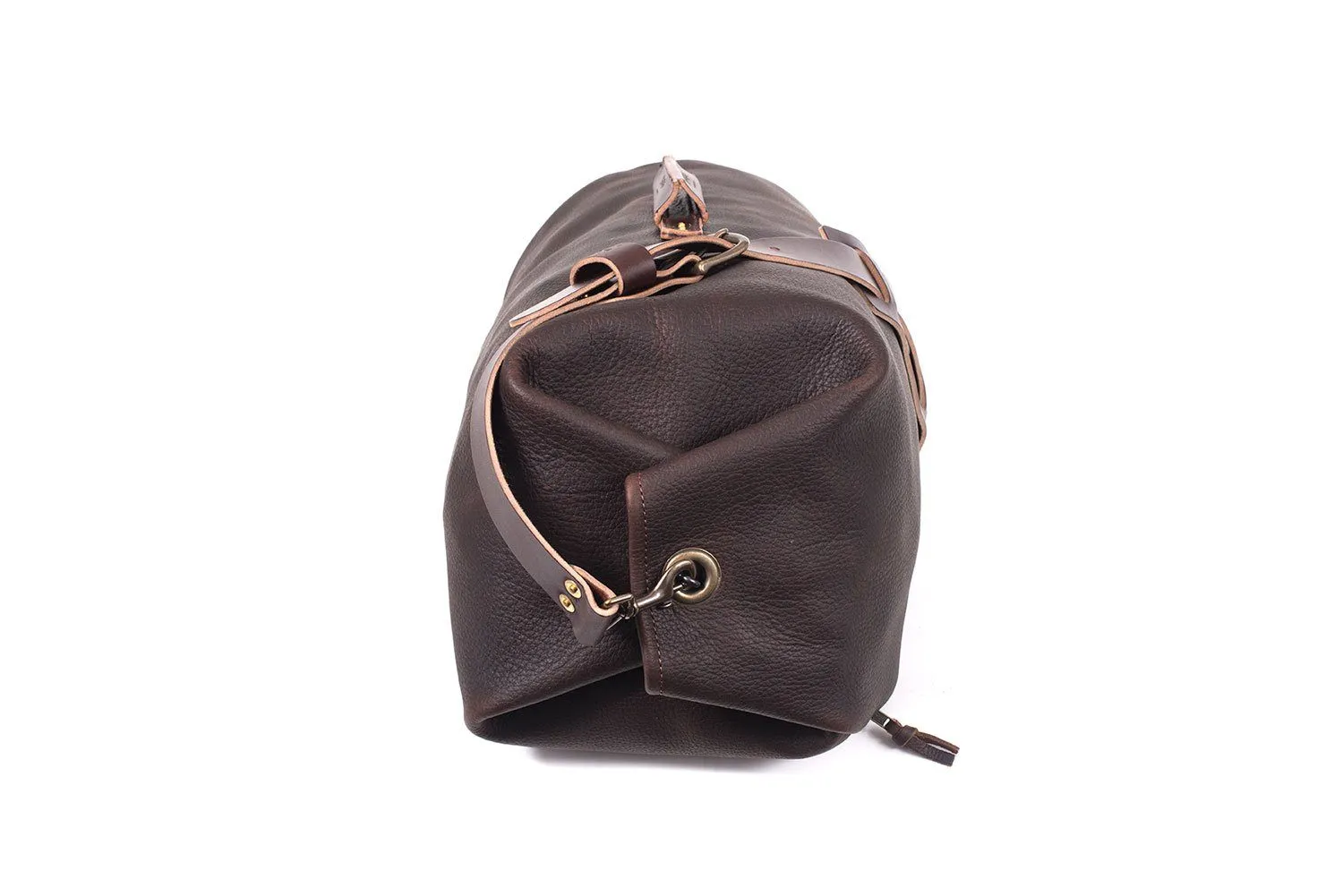 GUNNAR ZIPPERED LEATHER DUFFLE BAG - MILITARY STYLE DUFFLE BAG
