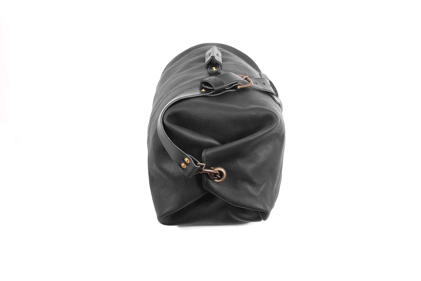 GUNNAR ZIPPERED LEATHER DUFFLE BAG - MILITARY STYLE DUFFLE BAG