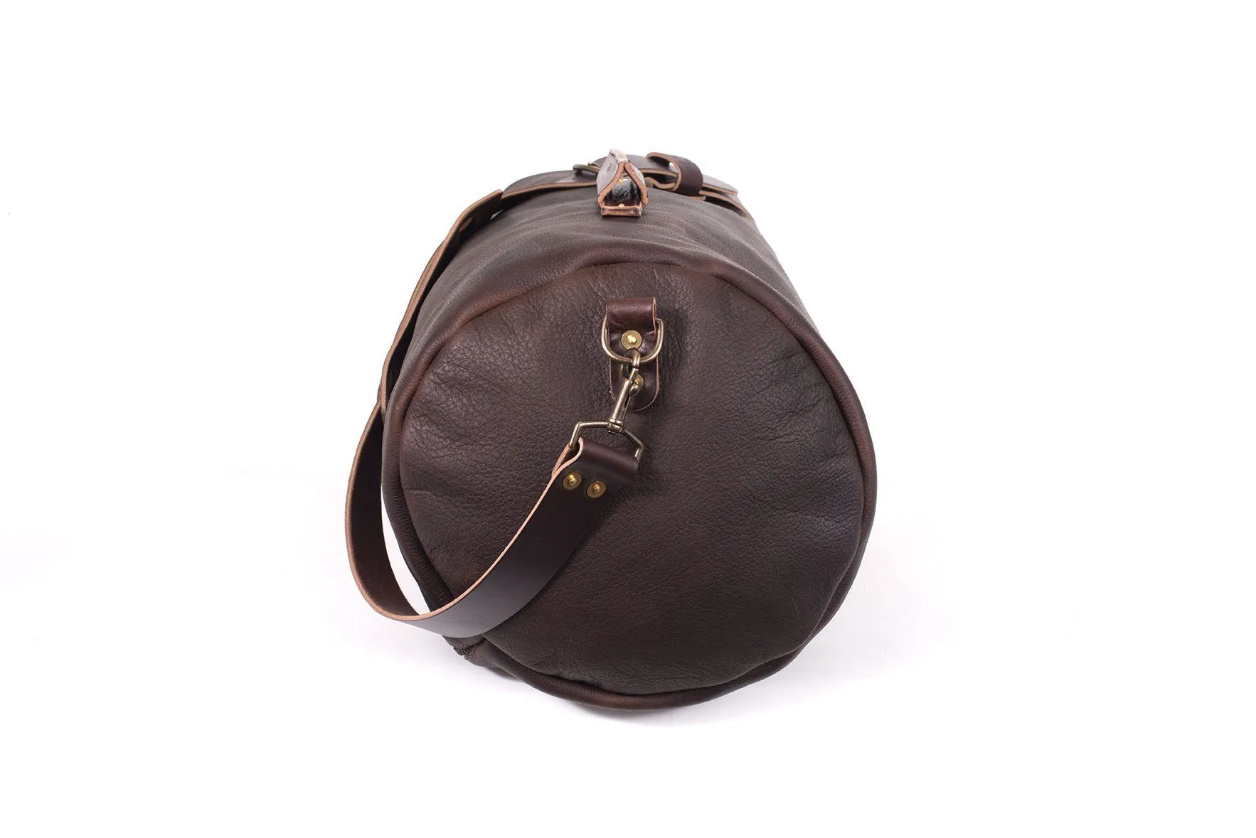 GUNNAR ZIPPERED LEATHER DUFFLE BAG - MILITARY STYLE DUFFLE BAG