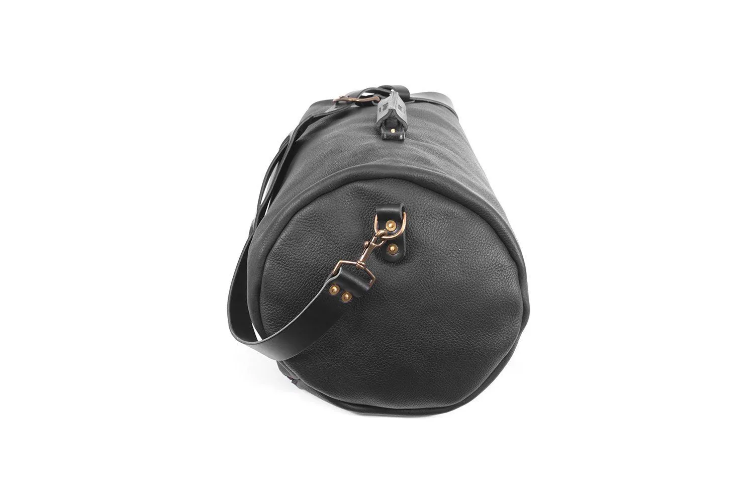 GUNNAR ZIPPERED LEATHER DUFFLE BAG - MILITARY STYLE DUFFLE BAG