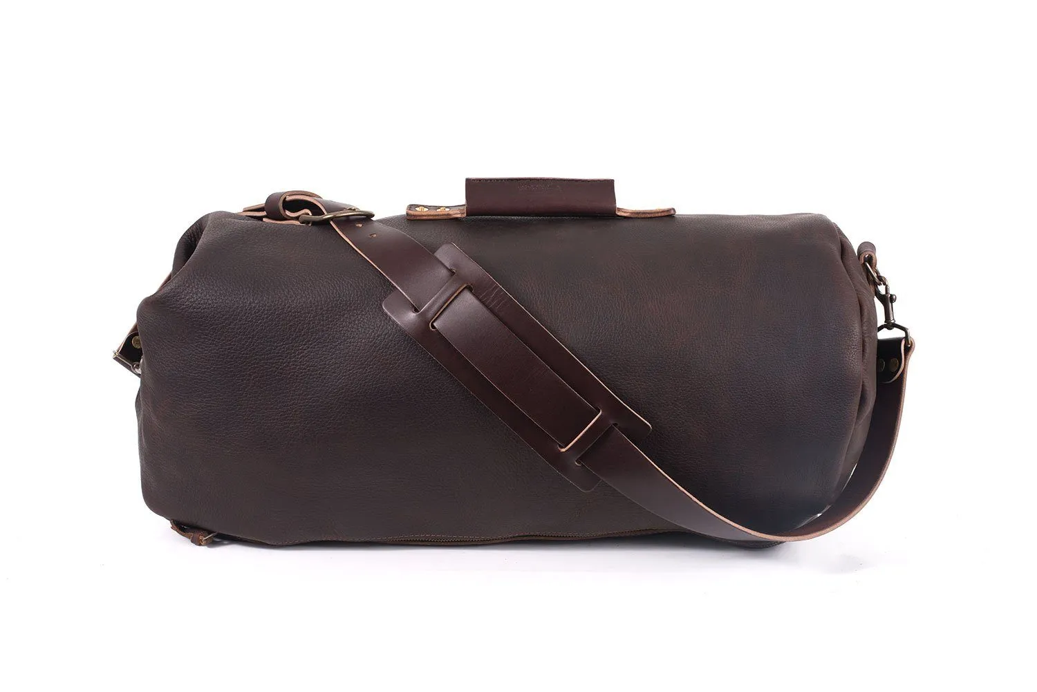 GUNNAR ZIPPERED LEATHER DUFFLE BAG - MILITARY STYLE DUFFLE BAG