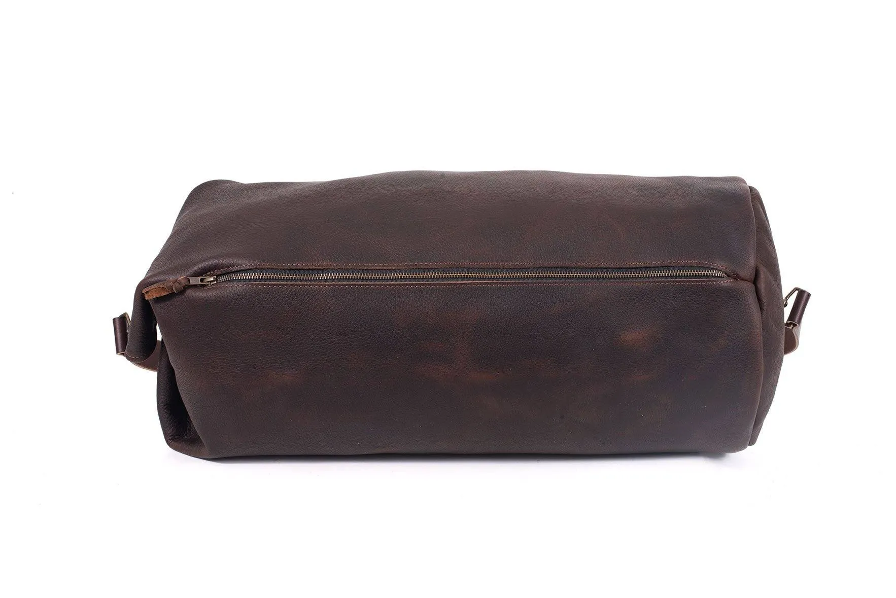 GUNNAR ZIPPERED LEATHER DUFFLE BAG - MILITARY STYLE DUFFLE BAG