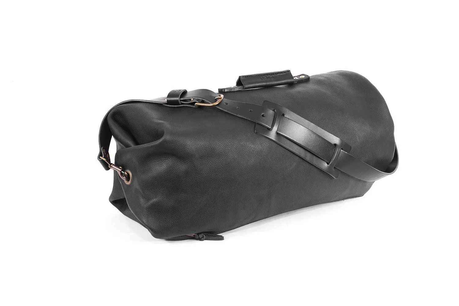 GUNNAR ZIPPERED LEATHER DUFFLE BAG - MILITARY STYLE DUFFLE BAG